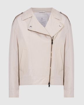 Brunello Cucinelli Beige jacket in the style of a cowhide with a monil chain MB5742764