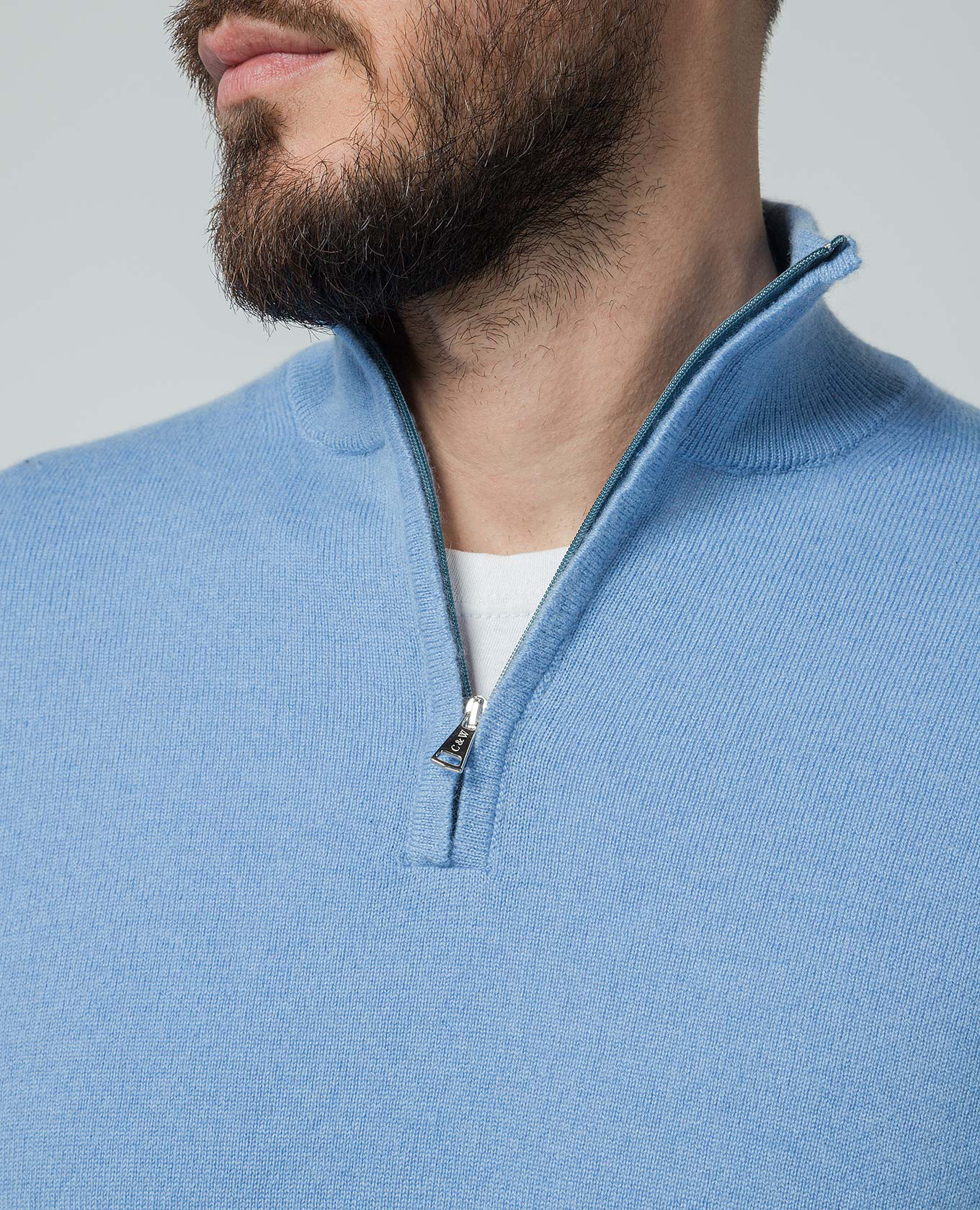 Blue cashmere jumper with zipper Cashmere&Whiskey 5