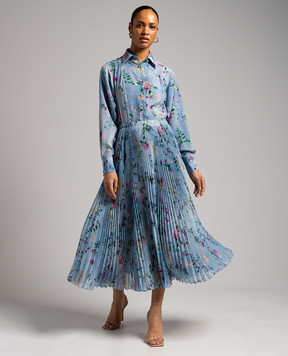 Ermanno Scervino Blue silk blouse with floral print D442K309UYF