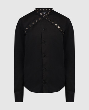 Off-White Black shirt with eyelets OWGE019F23FAB001