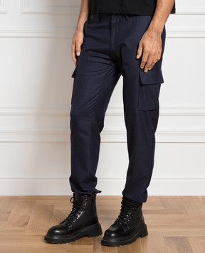 Marco Pescarolo Pompei blue checkered wool cargo POMPEI48PR3
