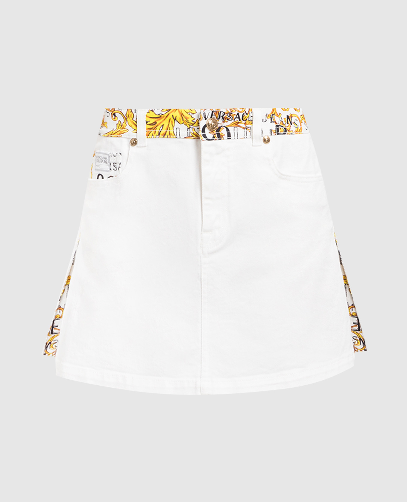 

White denim skirt with Logo Couture print Versace Jeans Couture