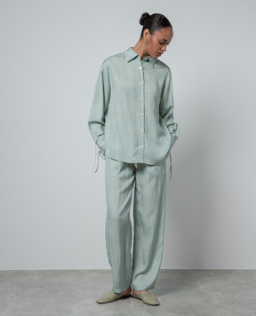 AERON FALLOW green striped blouse with linen FALLOWLAGOON