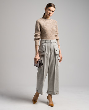 Ermanno Scervino Gray melange wool cargo pants D436P720HFE