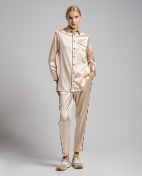 Kiton Beige shirt with monogram logo D52446K04S46