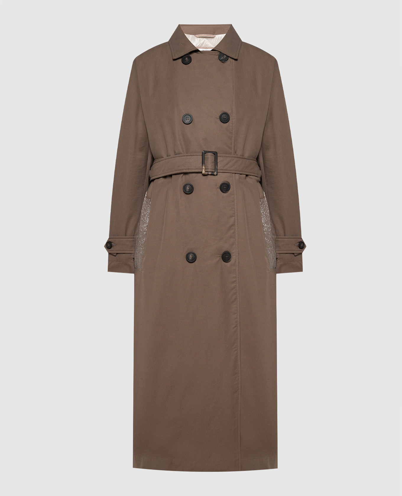 

Brown trench coat with monil chain Peserico