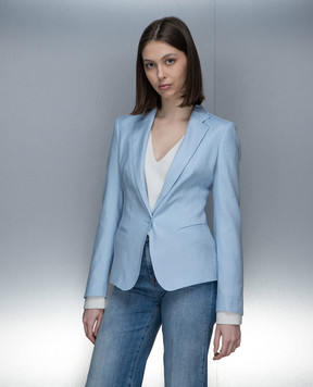 Dondup Blue jacket with linen DJ521LS0015DXXX