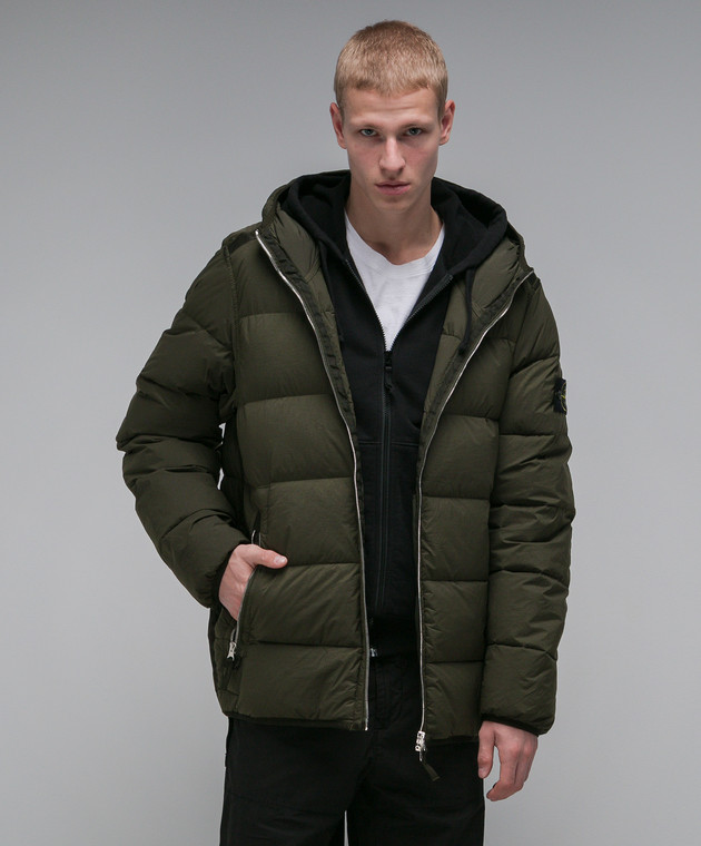 Stone Island Khaki down jacket with logo 791543728 buy with Sweden delivery at Symbol