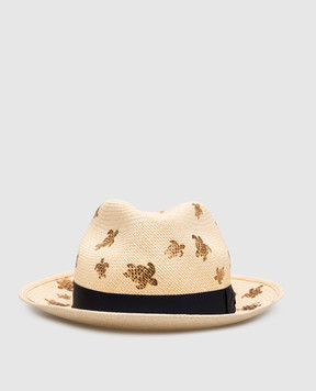 Vilebrequin Claudio beige straw hat with print CDOH2403