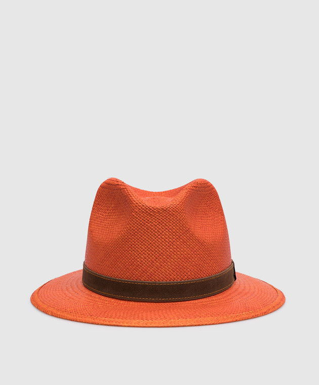 Borsalino Orange Straw Hat Borsalino – Sophie Woven Straw – Orange | Carla Saint-Barth main image 4