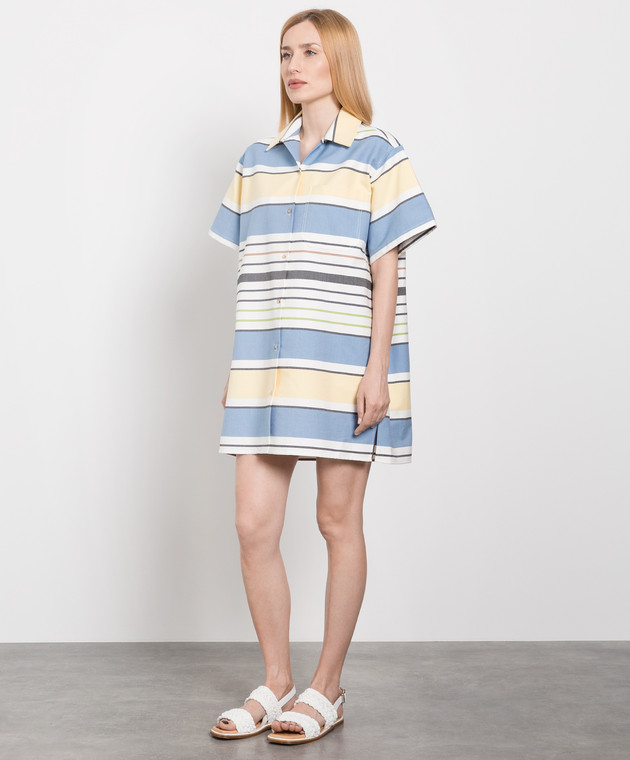 max mara striped shirt dress Long-Sleeve Striped Shirtdress w/ Belt