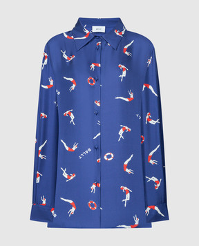 Bally Blue printed Marine silk blouse L5BA829FSE126