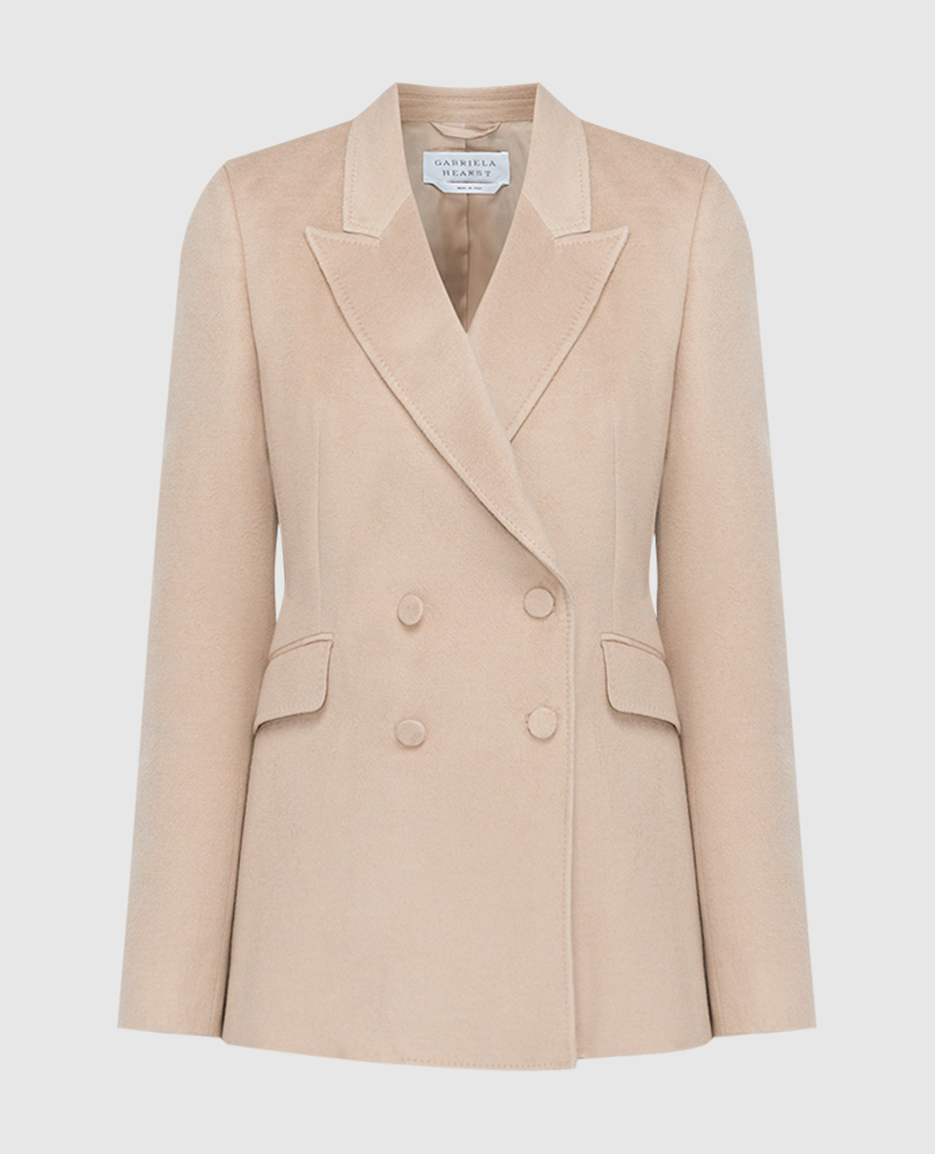 Brown double-breasted stephanie jacket in silk gabriela hearst