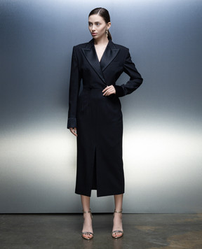 Dolce&Gabbana Black wool and silk dress with slit F6DDXTGDB0R