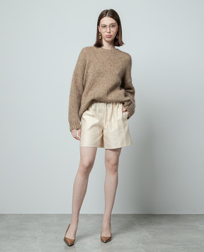 Max Mara Piadena beige shorts with logo embroidery PIADENA