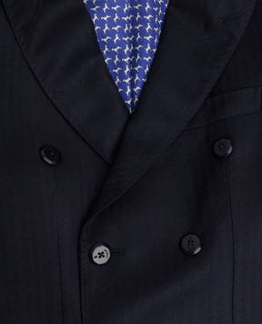 Stefano Ricci Children's blue double-breasted striped wool suit Y1SF378950W803