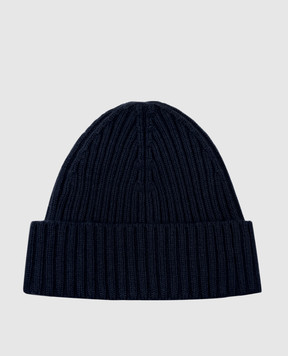 Cashmere&Whiskey Blue ribbed cashmere hat 201C