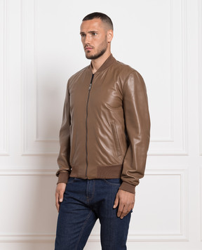 Dolce&Gabbana Brown leather bomber jacket G9PB9LGEZT6