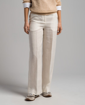 Peserico White striped linen pants P0433507554