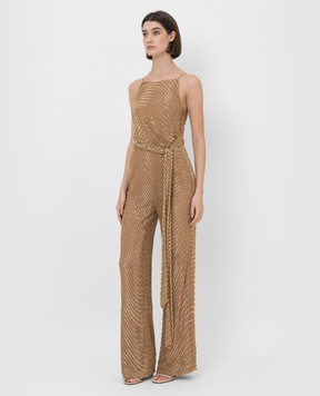 Rachel Gilbert Axton tan jumpsuit with beads 22RRG40023