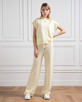 Peserico Yellow wool, silk and cashmere trousers with monil chain S94050F129018C