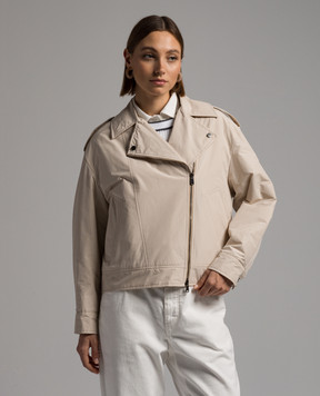 Brunello Cucinelli Beige jacket in the style of a cowhide with a monil chain MB5742764