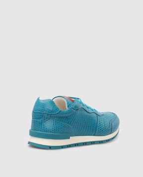 Stefano Ricci Children's turquoise sneakers made of monitor lizard leather YRU01G828VRL