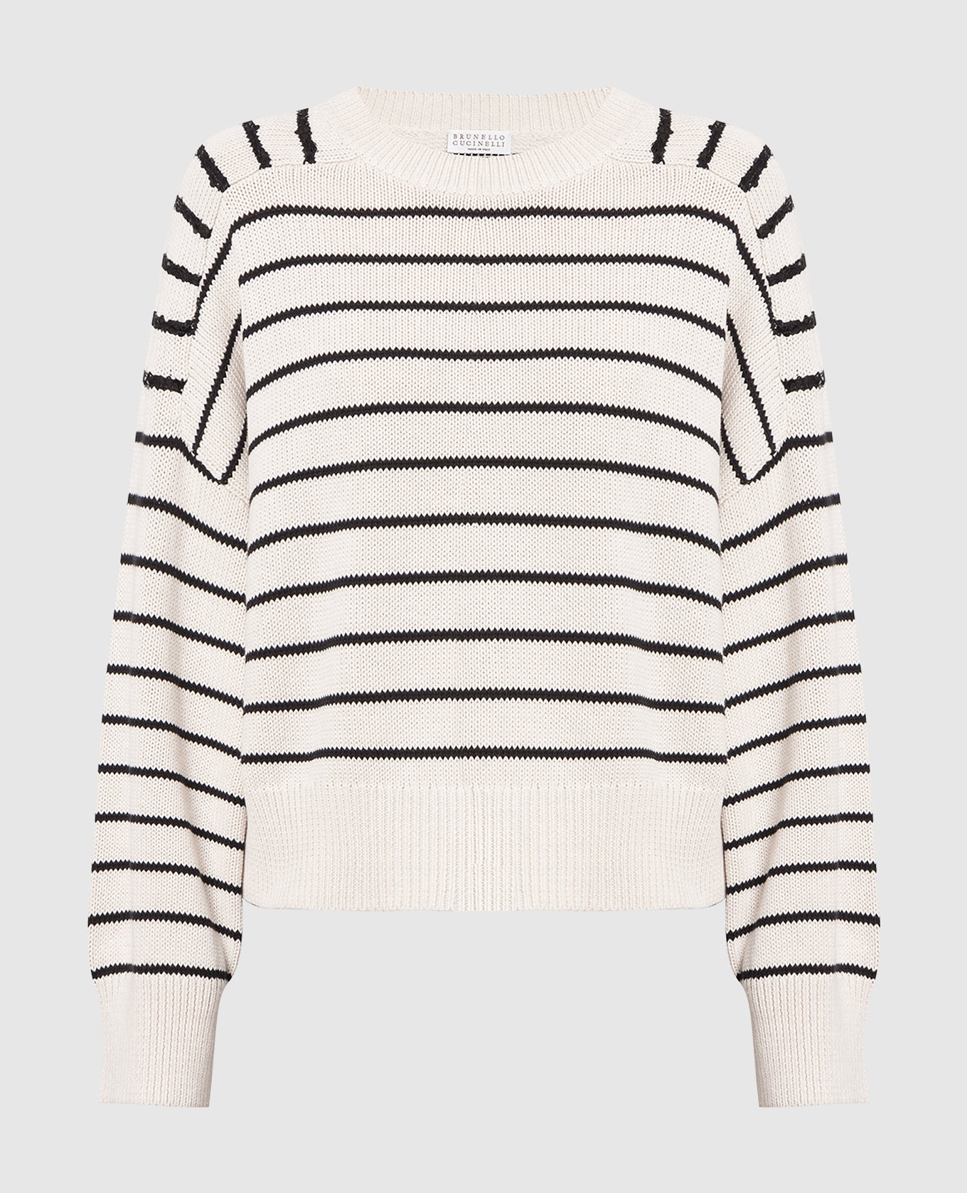 

Beige striped jumper with sequins Brunello Cucinelli