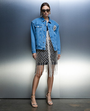 Giuseppe Di Morabito Milano Blue denim jacket with a brooch PF23012DNFC234