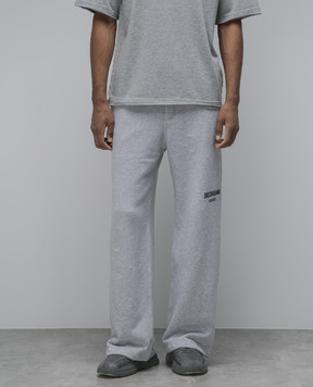 Dolce&Gabbana Gray sweatpants with holes and a print GVZ7ATG7KX9