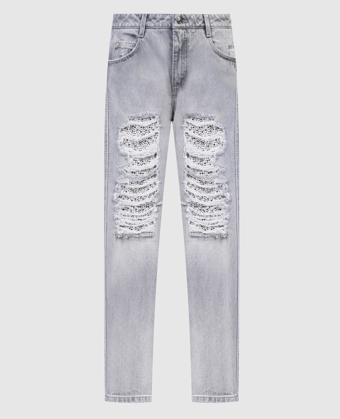 

Gray cropped jeans with slits Ermanno Scervino, Grey