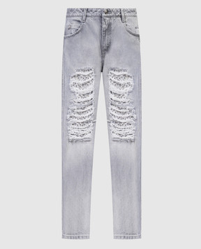 Ermanno Scervino Gray cropped jeans with slits D437P701CTGFV