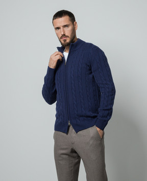 Cashmere&Whiskey Blue cardigan made of cashmere in a textured pattern 80606C