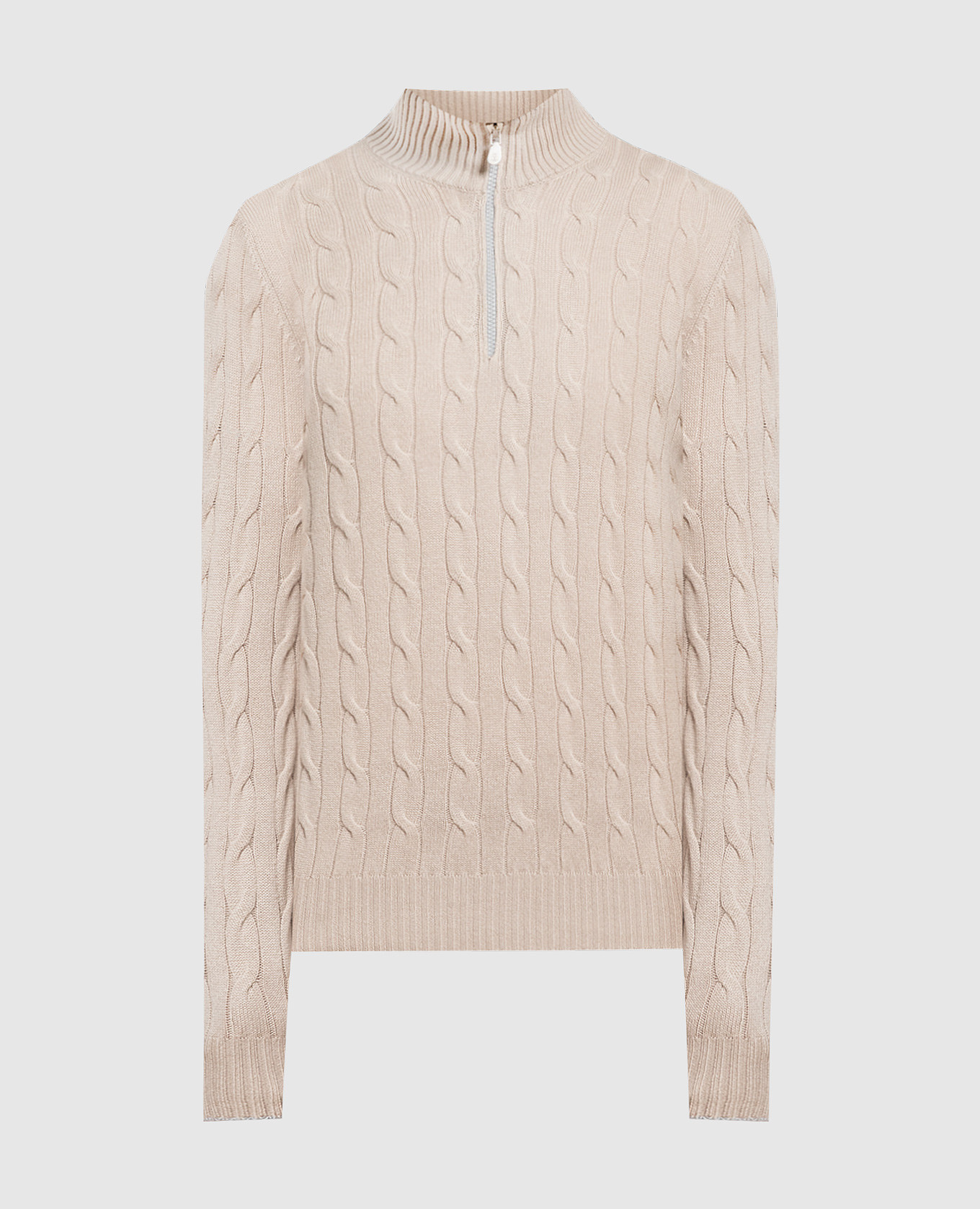 Beige sweater made of cashmere in a textured pattern brunello cucinelli