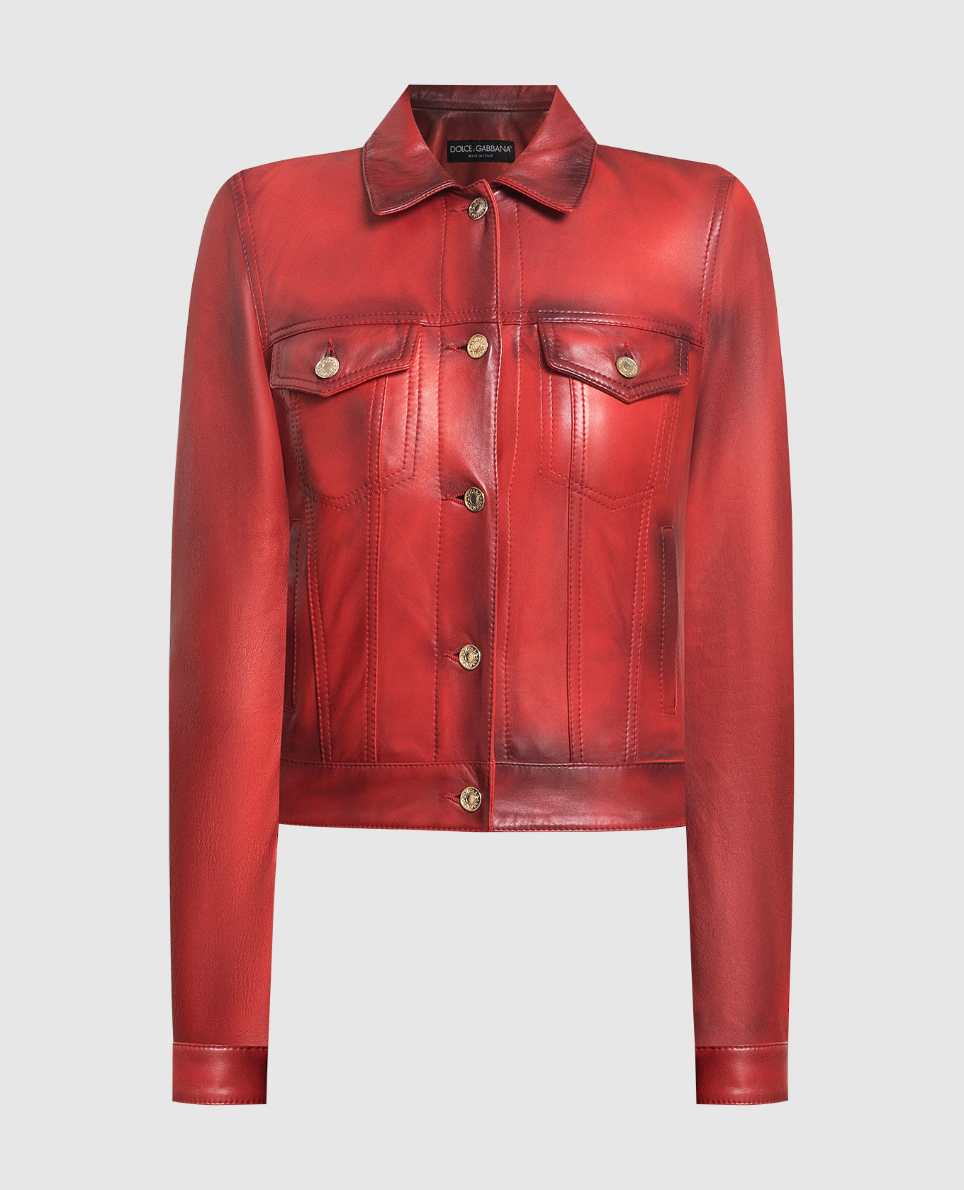 

Red leather jacket with a worn effect Dolce&Gabbana, Красный