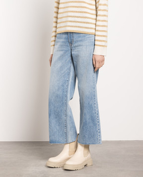 SLVRLAKE Grace Crop Distressed Blue Jeans AW21GRCC707SCROS