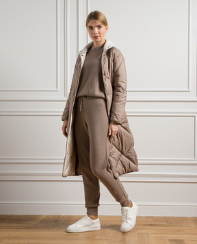 Peserico Brown wool, silk and cashmere joggers with monil chain S94051F129018C