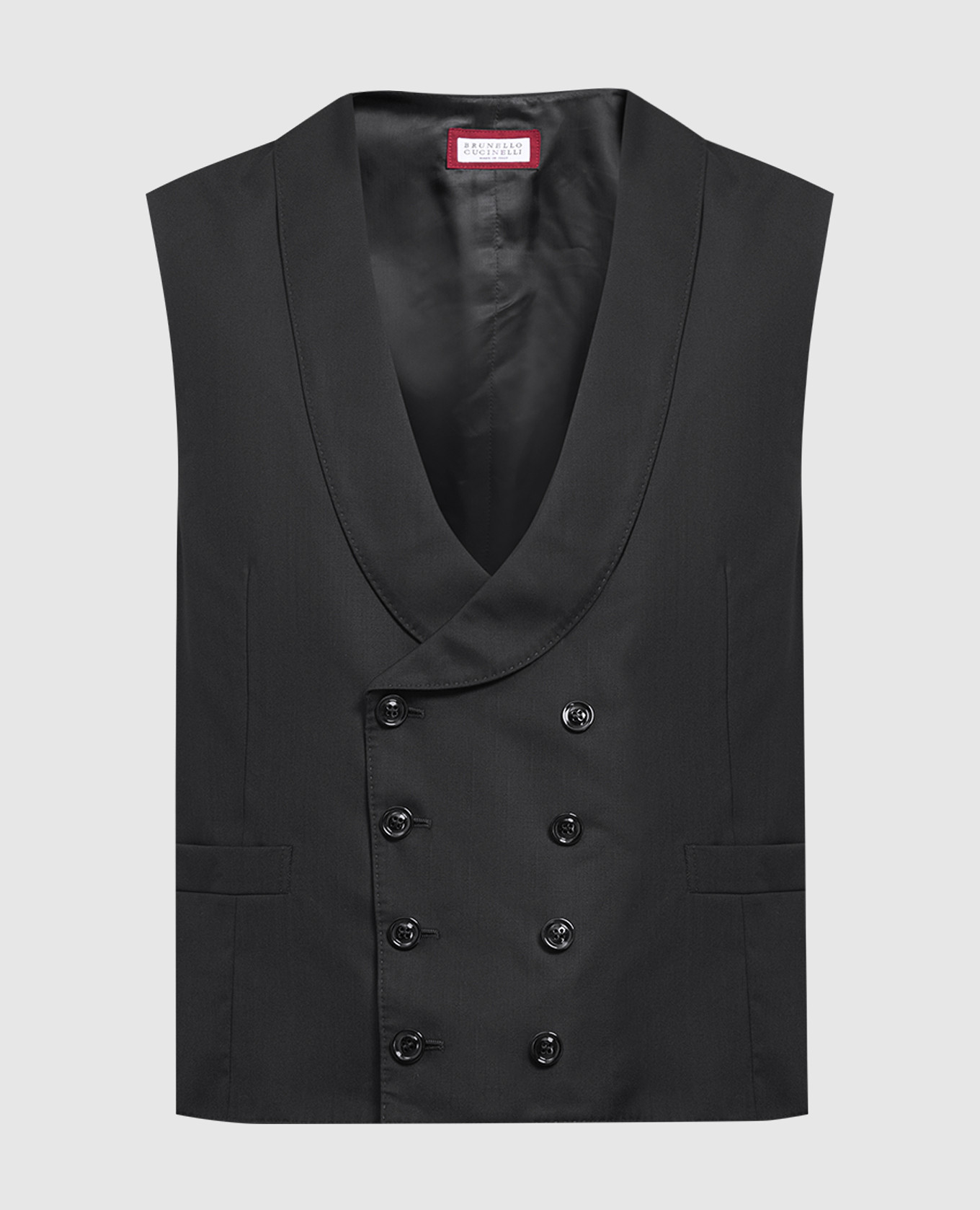 Black wool and silk vest