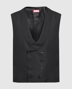 Brunello Cucinelli Black wool and silk vest MF460S1994