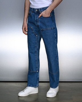 Palm Angels Blue jeans with logo monogram PMYA043R24DEN004