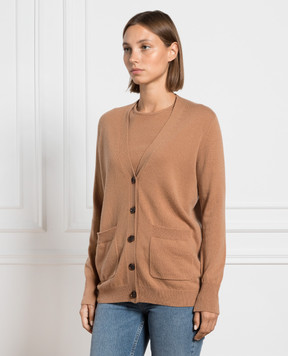 Allude Brown wool and cashmere cardigan 23517010