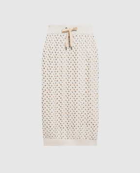 Brunello Cucinelli Beige openwork skirt with sequins M70572289