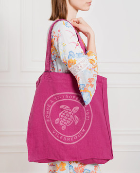 Vilebrequin Babel pink logo print beach bag BBLU3104w