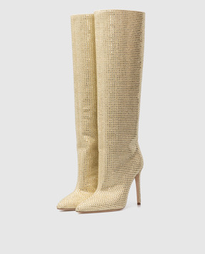 Paris Texas Gold-tone suede boots in crystals PX517XSACH