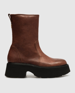 N21 Brown leather boots 23ISP04540454