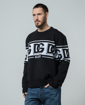 Dolce&Gabbana Black wool sweater with logo pattern GXM96TJEMK9