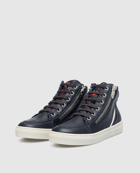 Stefano Ricci Children's dark blue deerskin sneakers YRU543G806SKVH