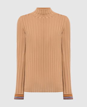 Etro Brown ribbed wool golf shirt D115499242