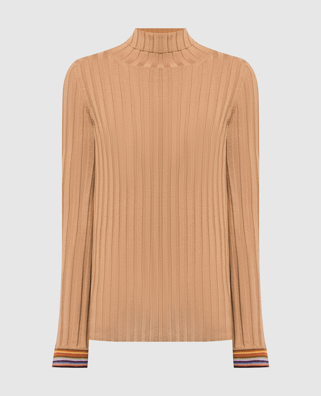 

Brown ribbed wool golf shirt Etro
