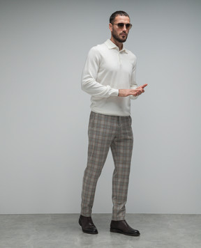 Marco Pescarolo Chiaiam cashmere check beige pants CHIAIAM4844